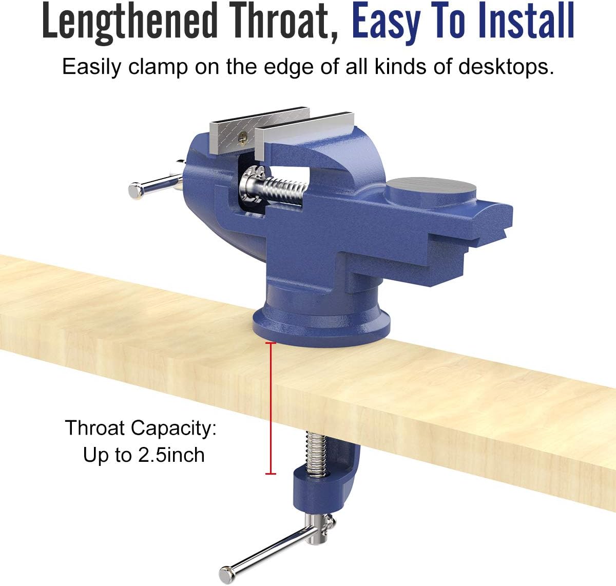 Housolution Universal Table Vise 3 Inch, 360°Swivel Base Bench Clamp