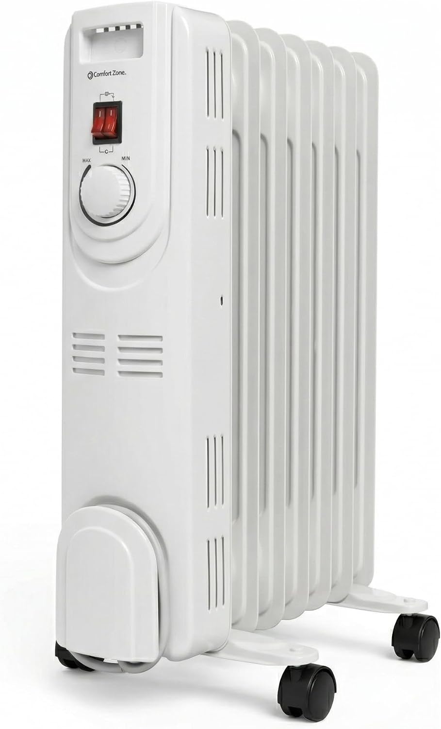 Comfort Zone Electric Oil-Filled Radiant Radiator Space Heater, Never Refill, Adjustable Thermostat, Tip-Over Switch & Overheat Protection System
