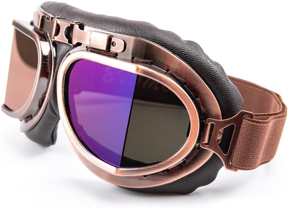 Motorcycle Goggles Anti Fog&Wind&Dust&Sand Aviator Pilot Motocross | Dirt Bike Atv Riding Goggles with Yellow Lens,Fit Over Glasses or Helmet