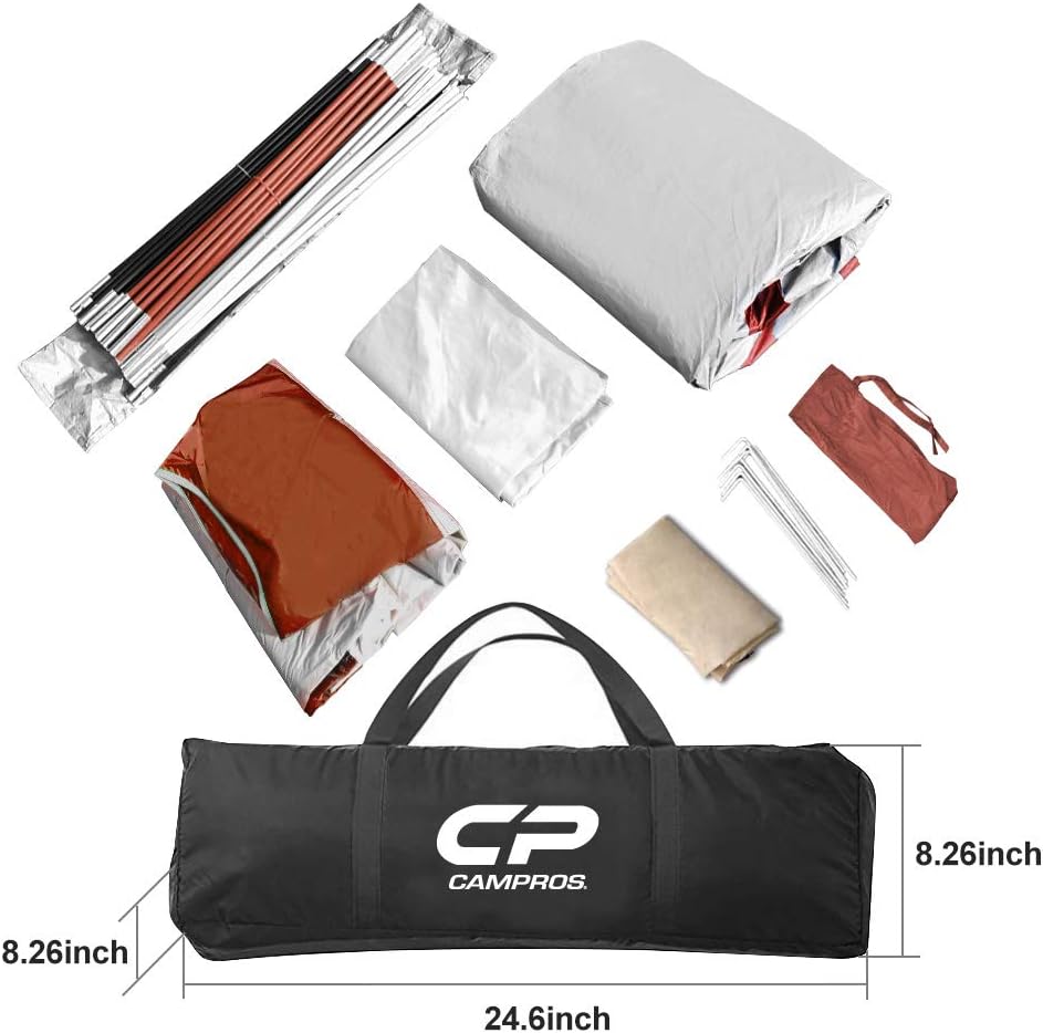 CAMPROS CP 8 Person Camping Tent, Room Divider, Rainfly, Weather Resistant
