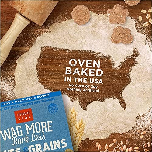 Cloud Star Wag More Bark Less - Dog Treats - Crunchy Biscuits - Oats & Grains Bacon, Cheese & Apples - 16 oz Box