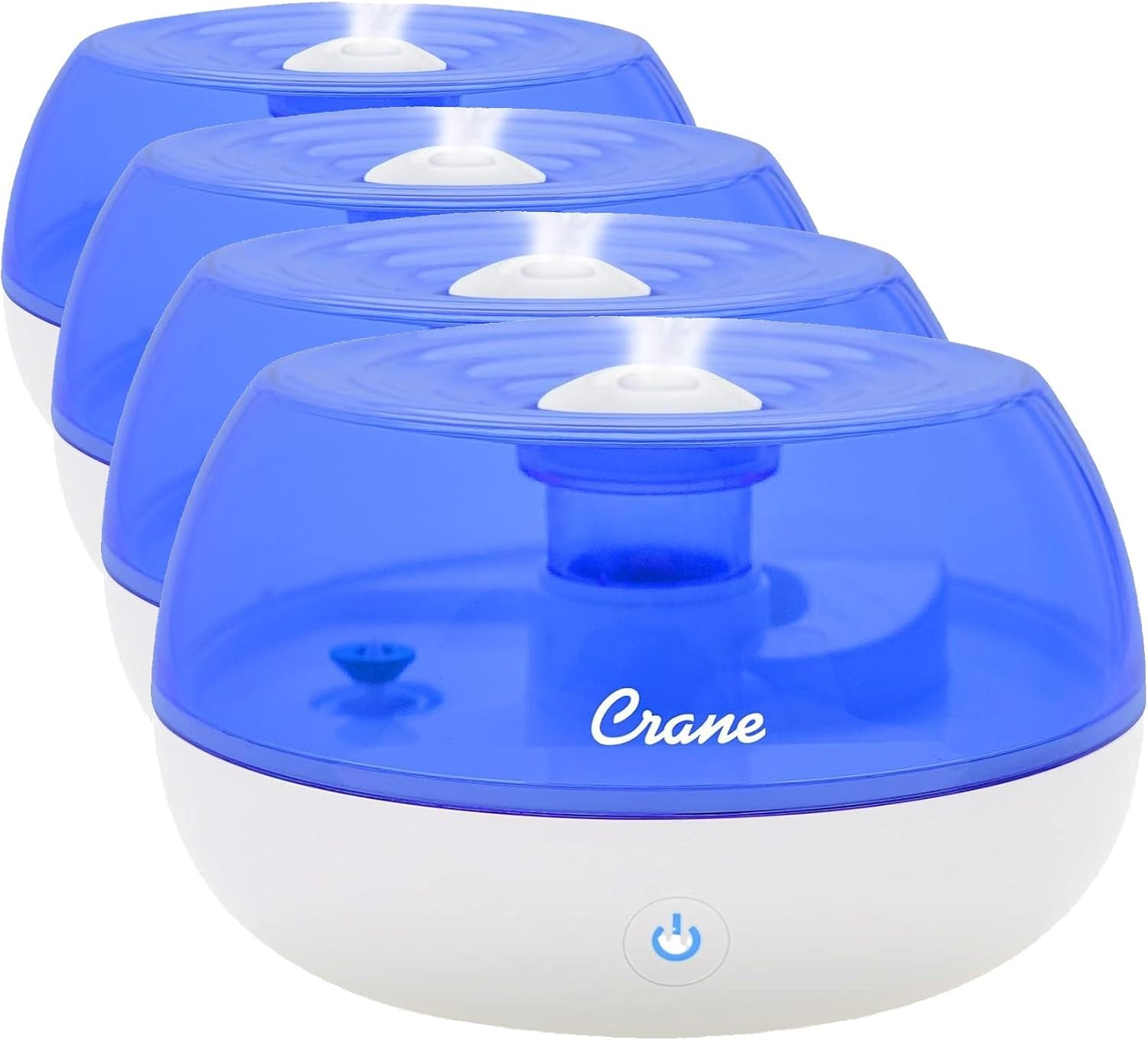 Crane Personal Ultrasonic Cool Mist Travel Humidifier and Vaporizer for Congestion Relief, 360° Adjustable Nozzle, Filter-Free .75 Liter Tank, Blue/White, Office Humidifier