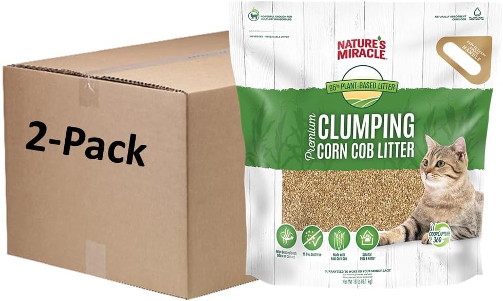 Nature's Miracle Premium Clumping Corn Cob Litter, Tough Odor Bio-Enzymatic Formula, Dust Free