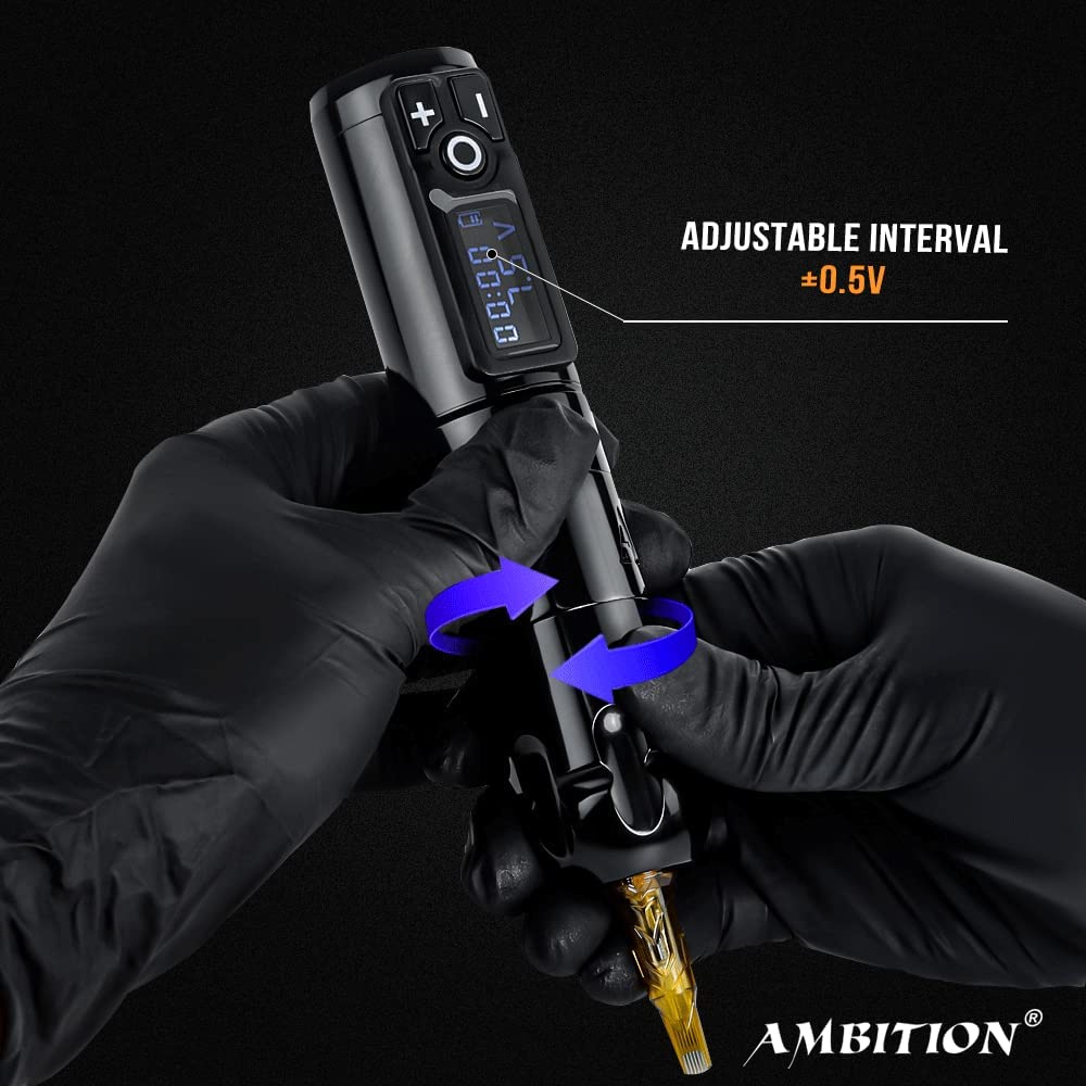 Ambition Soldier Rotary Battery Pen Tattoo Cartridge Machine with 2400mAh Power Japan Coreless Motor Digital LED Display Tattoo Equipment Supply for