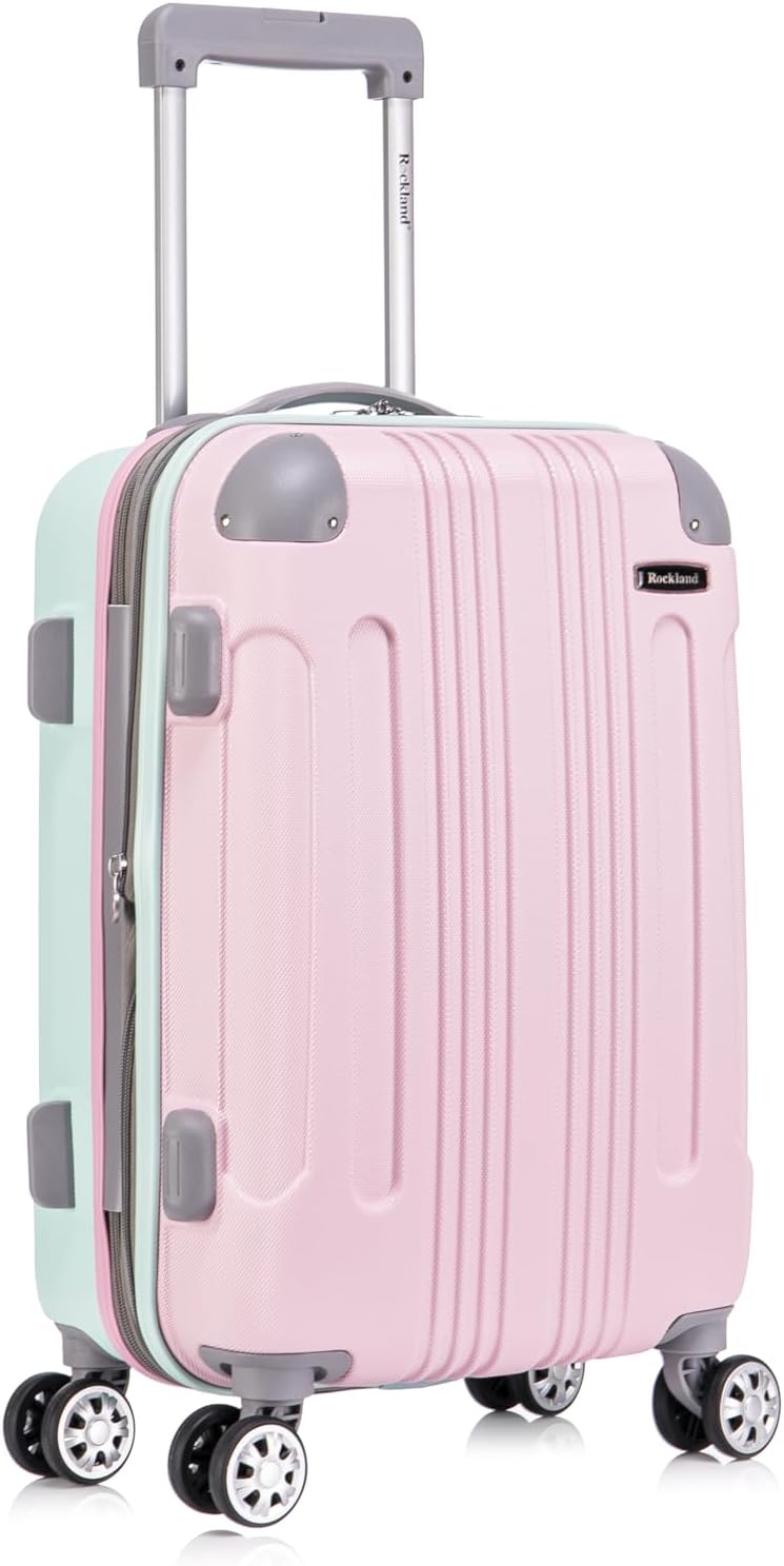 Rockland London Hardside Spinner Wheel Luggage, White, 3-Piece Set (20/24/28)