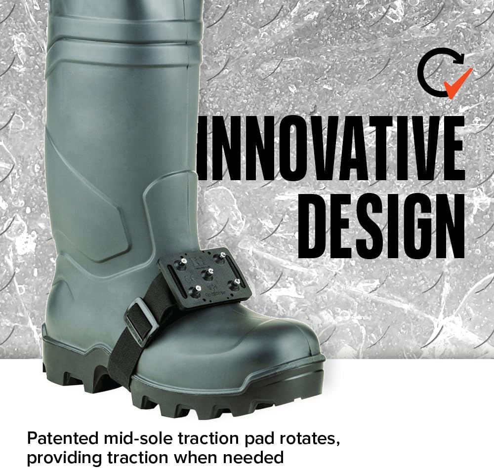 K1 Mid-Sole Ice Cleats for Men & Women - Rotatable Traction Aids For Winter Snow - Hi Vis - Low Profile