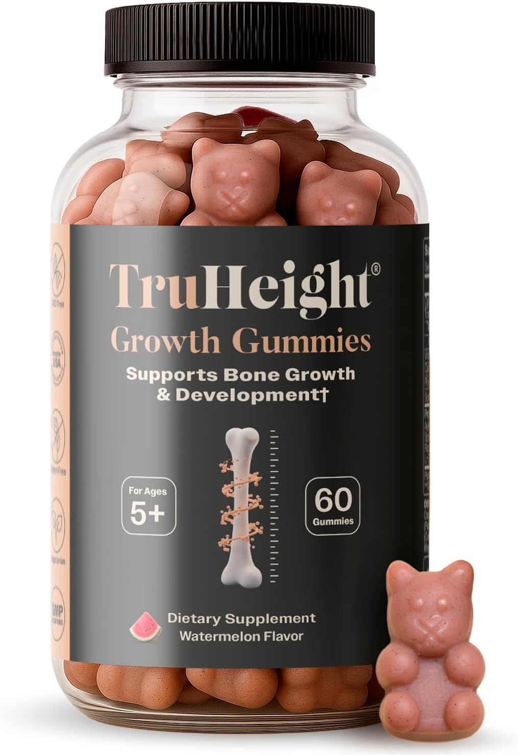 TruHeight Growth Gummies (Watermelon) Tall Nutrition for Natural Growth Supplement for Kids & Teens - Vitamin D, K, Calcium & Ashwagandha