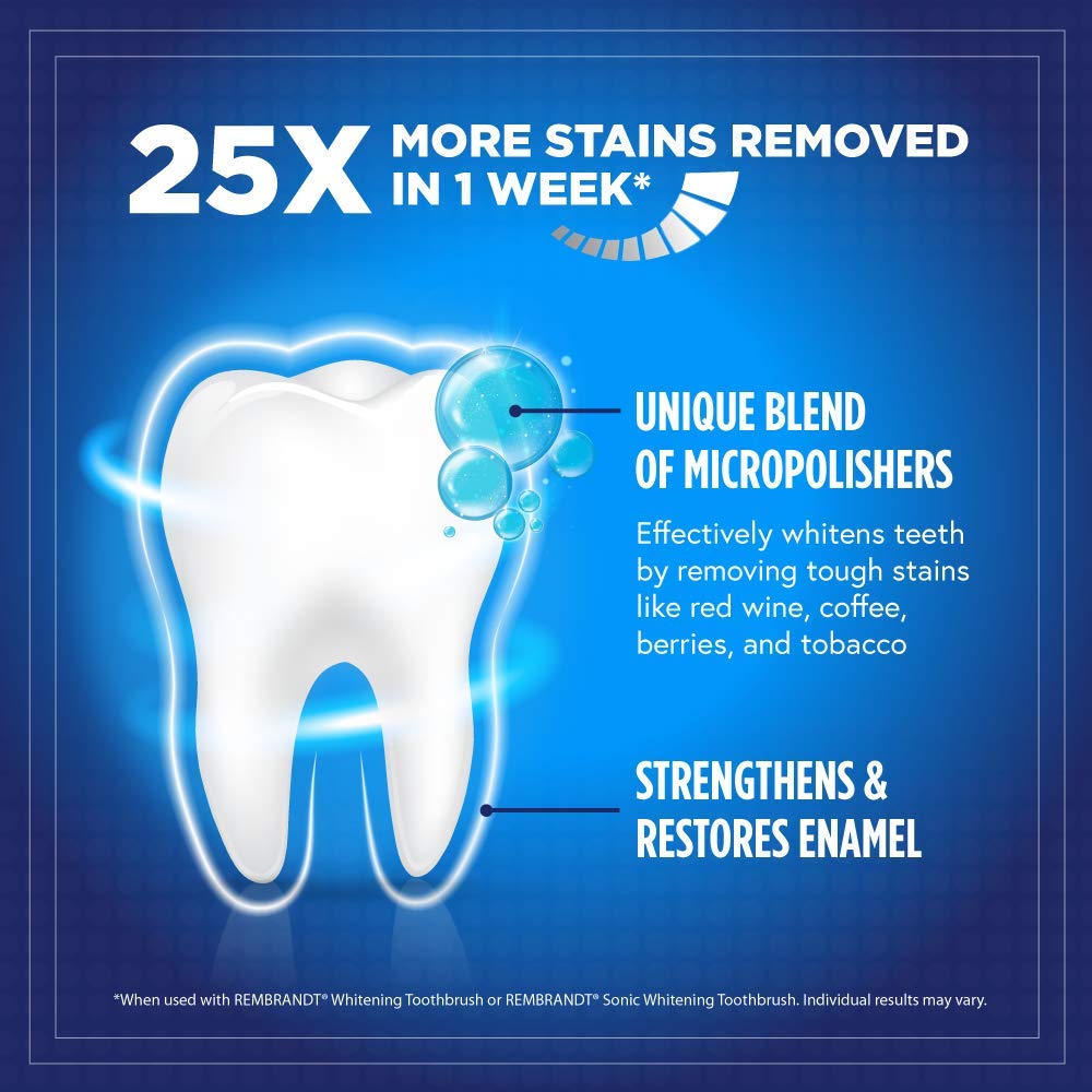 REMBRANDT Intense Stain Whitening Toothpaste With Fluoride, Removes Tough Stains, Rehardens And Strengthens Enamel, 3.5 Ounce - (Pack of 2)