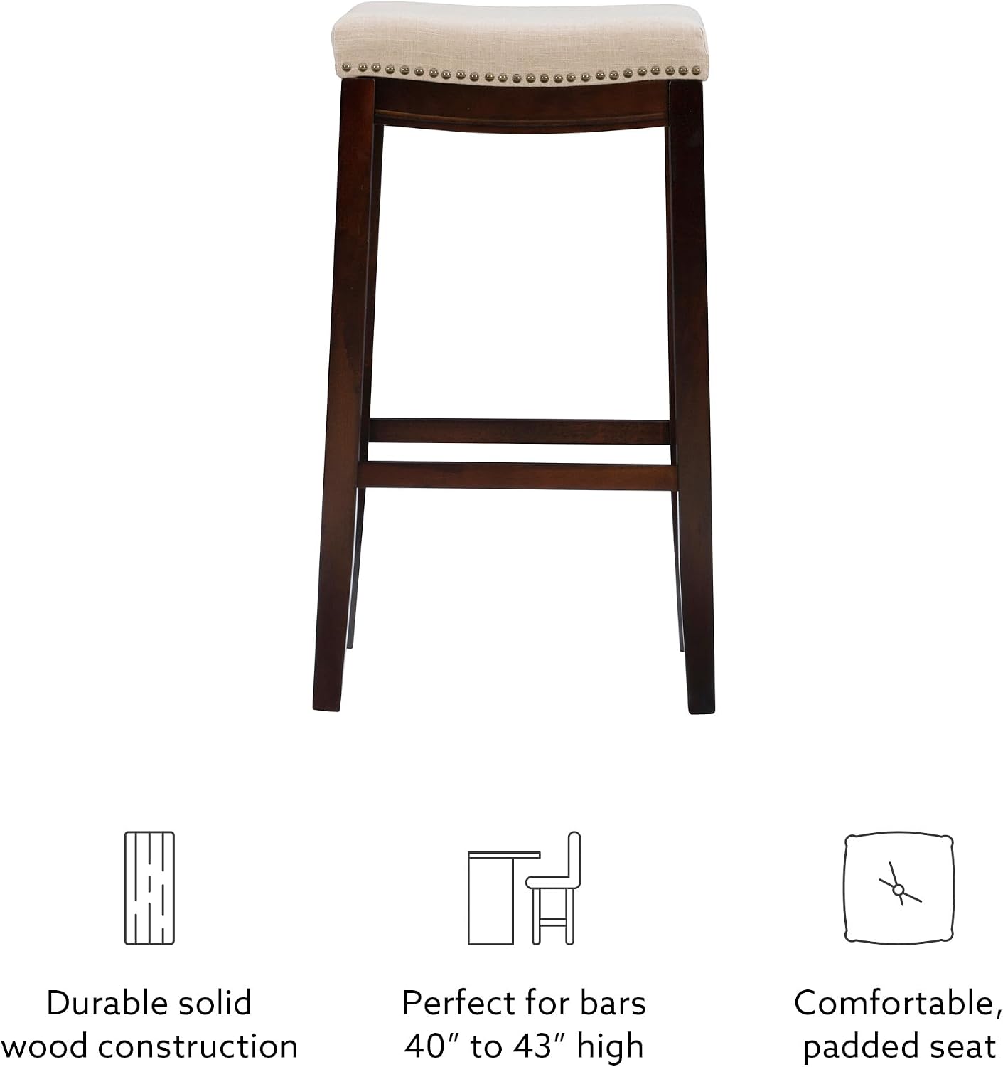 Linon Harper Stool Fabric Top