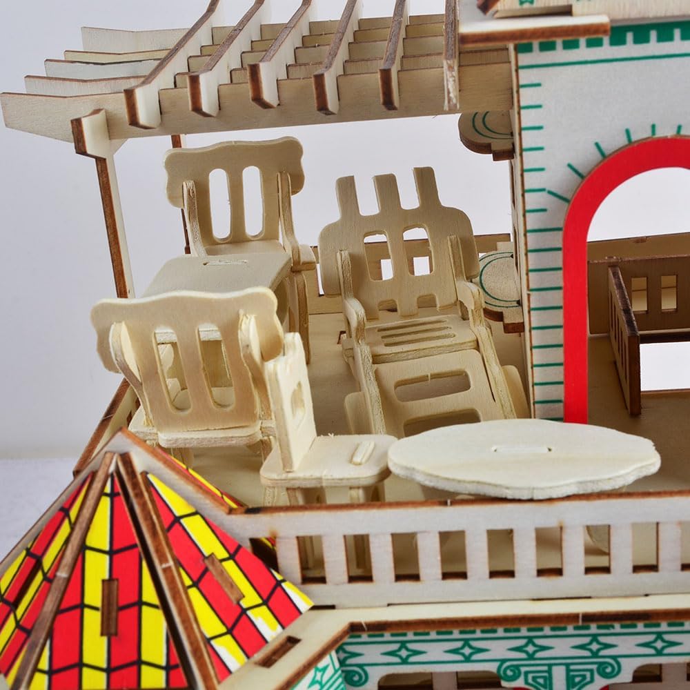NWFashion Wooden Dream Dollhouse DIY Kits 3D Puzzle for Christmas Party Halloween House (Dream House)