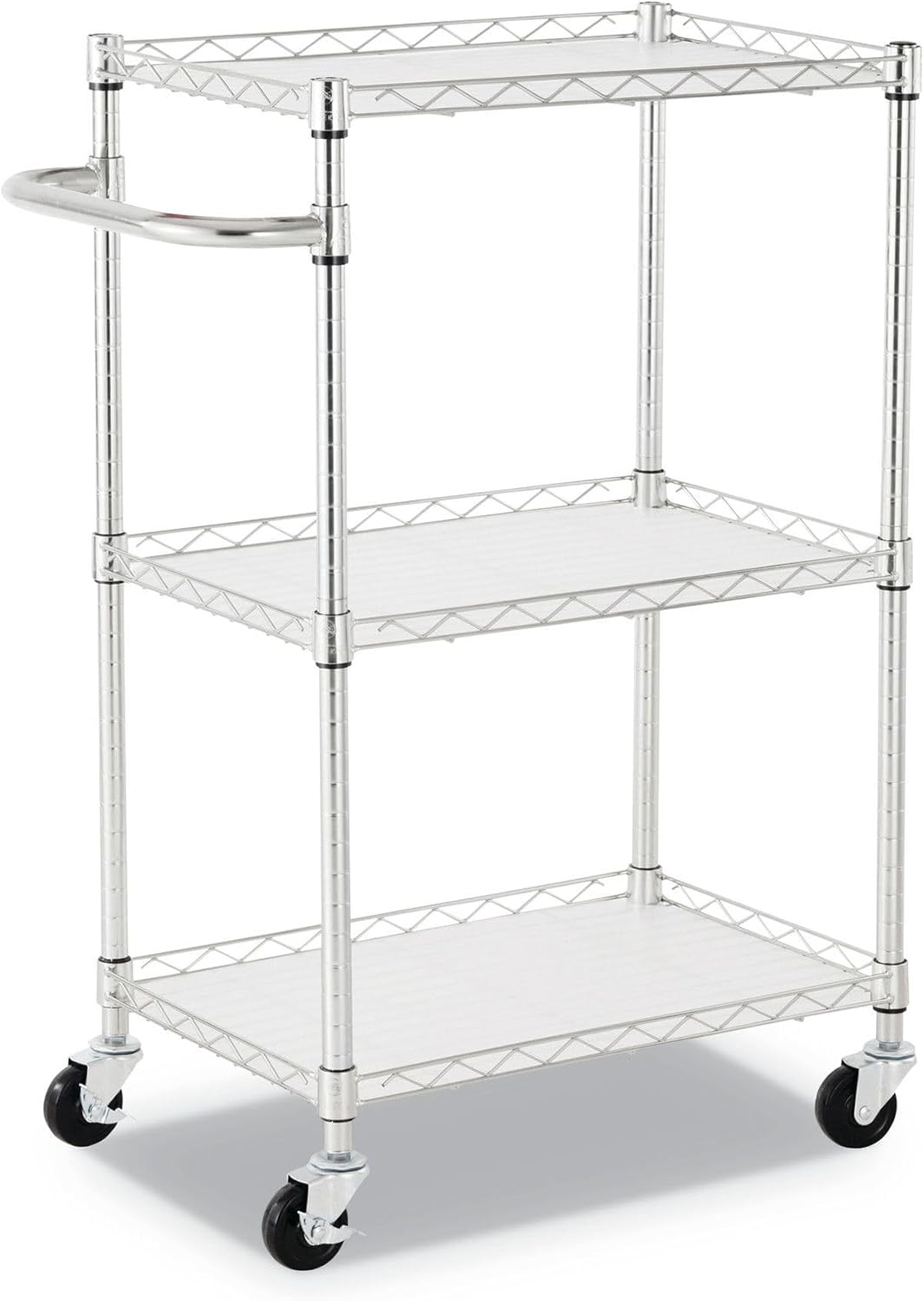 Alera ALESW322416SR 24 in. x 16 in. x 39 in. 450 lbs. Capacity 3-Shelf Wire Cart with Liners - Silver