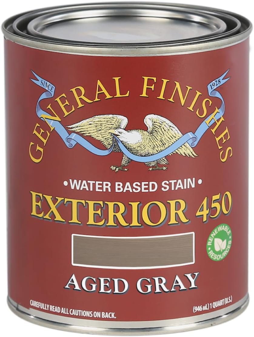 General Finishes Exterior 450 Water Based Wood Stain, 1 Quart, Cedar