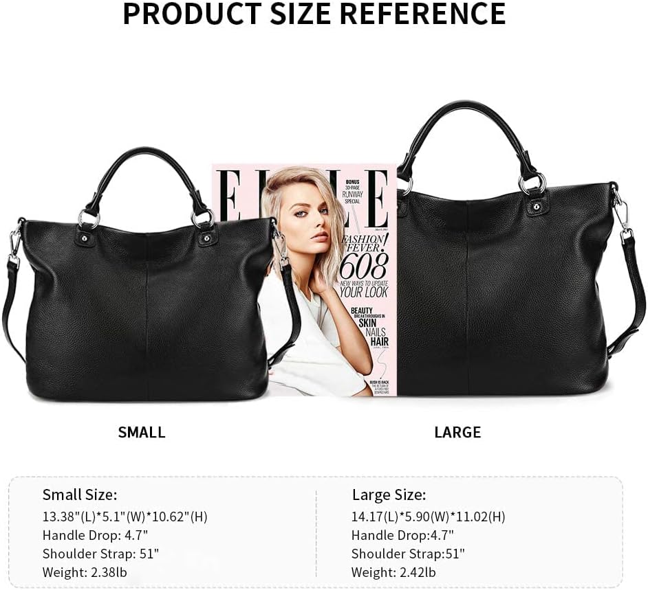 Kattee Genuine Leather Tote Purse for Women, Top Handle Satchel | Soft genuine leather tote with roomy storage and versatile carry for work, shopping, and travel.