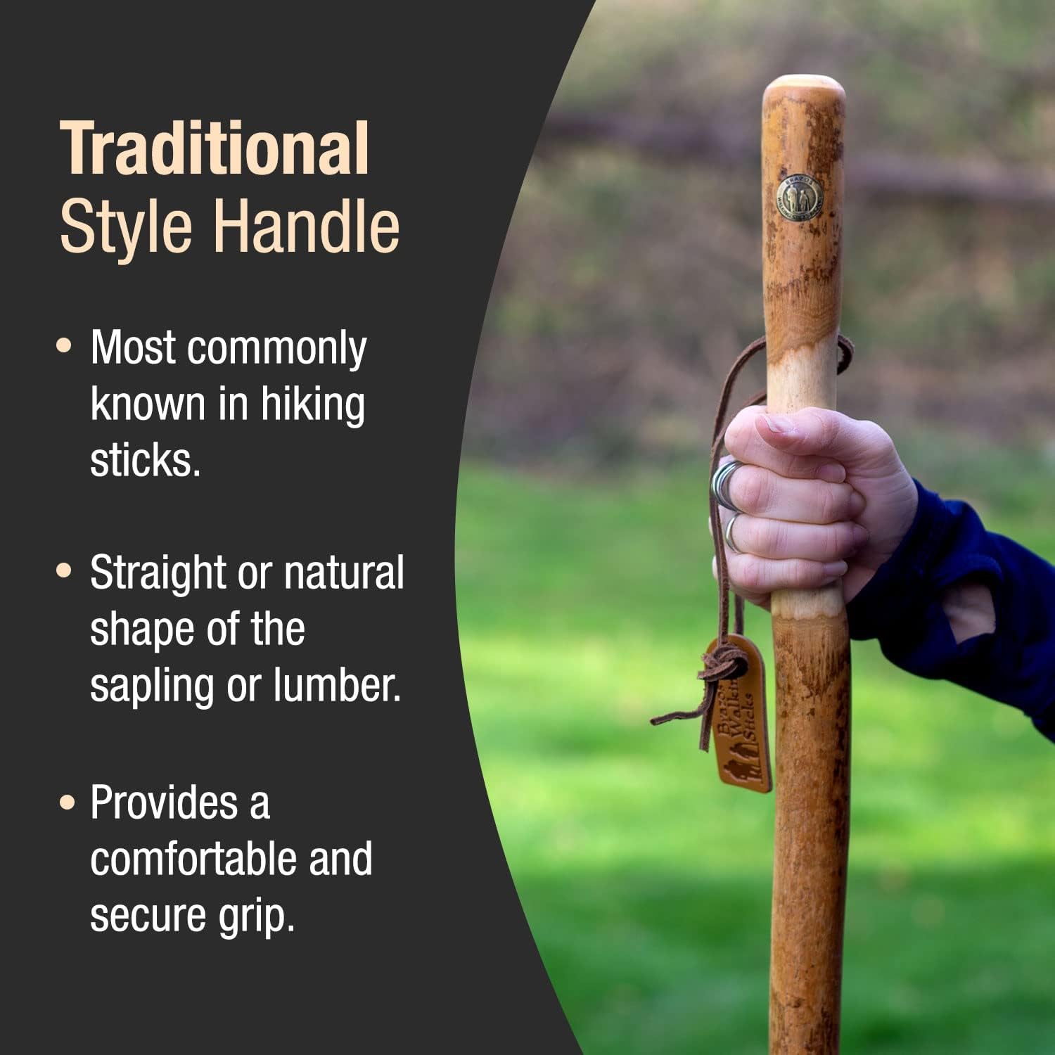Brazos Rustic Wood Walking Stick, Maple, Traditional Style Handle, for Men & Women, Made in The USA, 55"