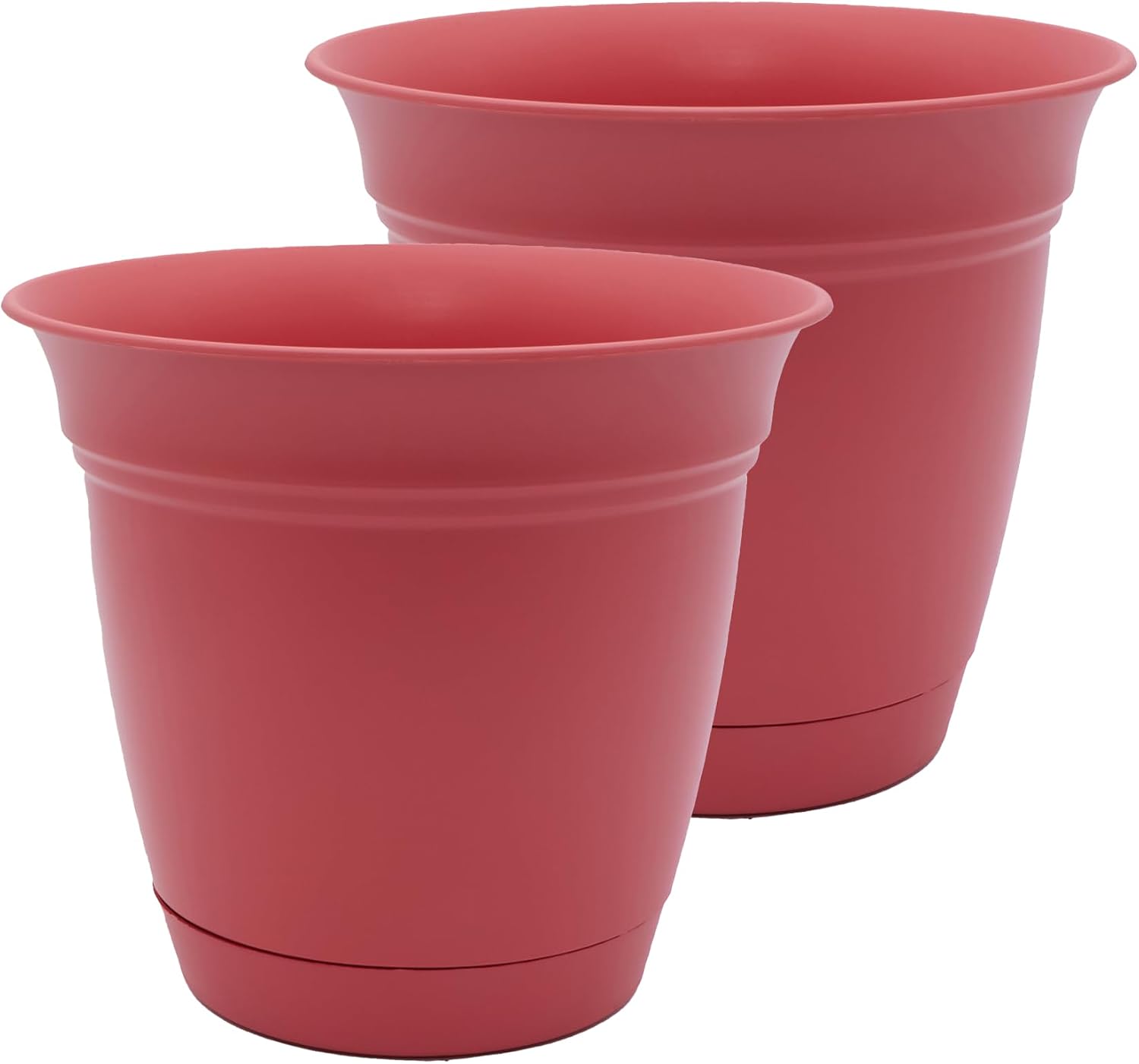 The HC Companies Eclipse Round Planter with Saucer - Outdoor & Indoor Plant Pot with Drainage Holes - Lightweight