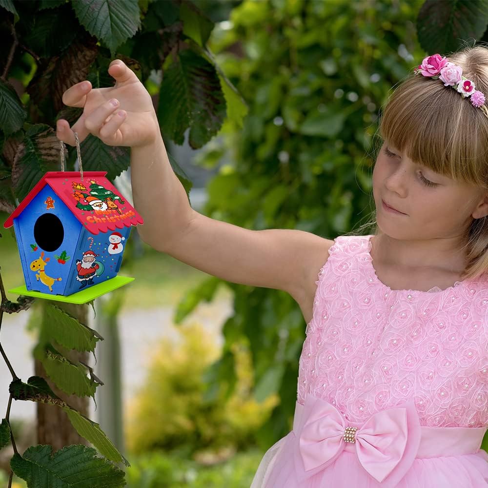 hapray 4 Pack Bird House Craft Kit, DIY Birdhouse for Kids to Build & Paint