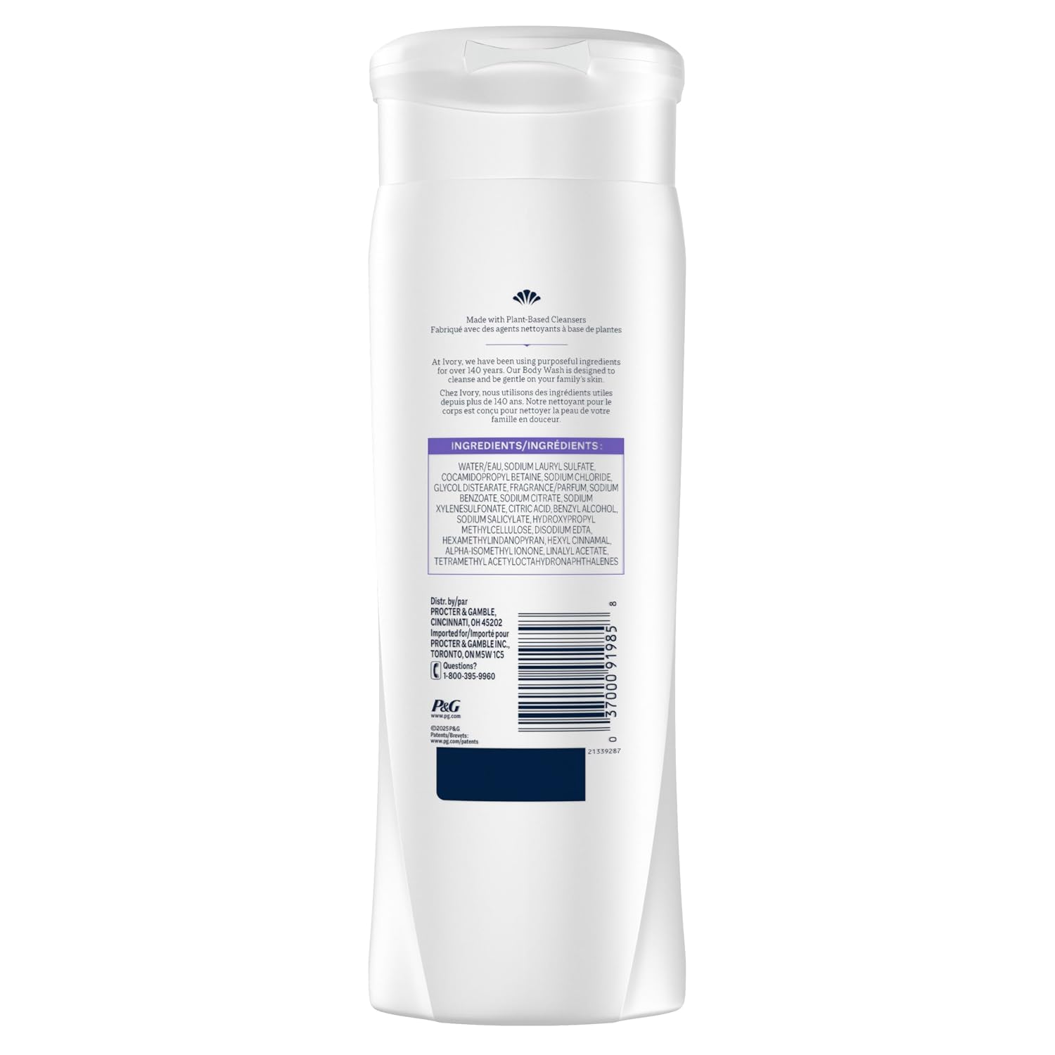 Ivory Body Wash, Designed for the Whole Family, Gentle Formula, Free of Dyes Heavy Perfumes Parabens Phthalates & Silicones, Original Scent, 21 oz (Pack of 2)