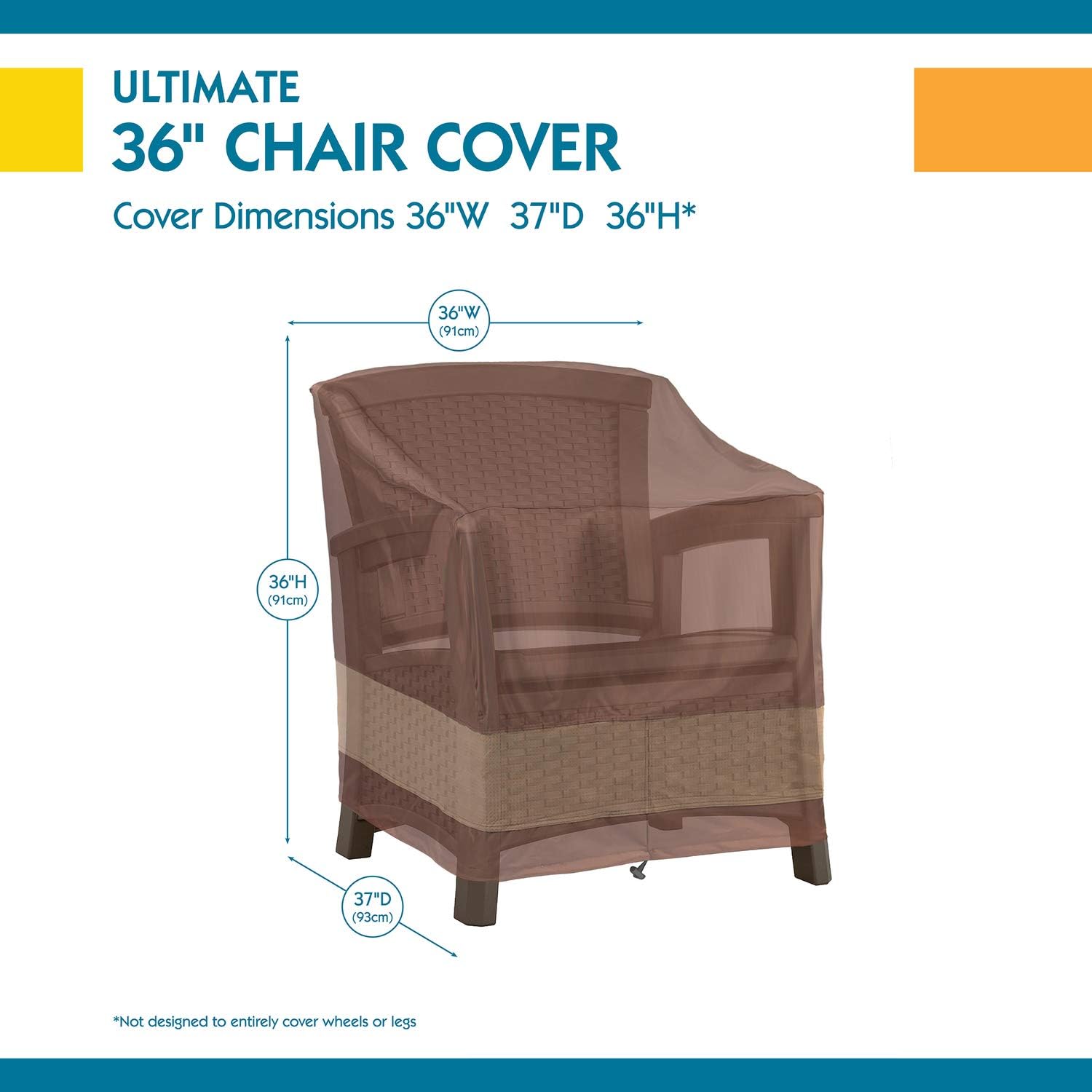 DUCKCOVERS Ultimate Waterproof 36 Inch Patio Chair Cover, Outdoor Chair Covers