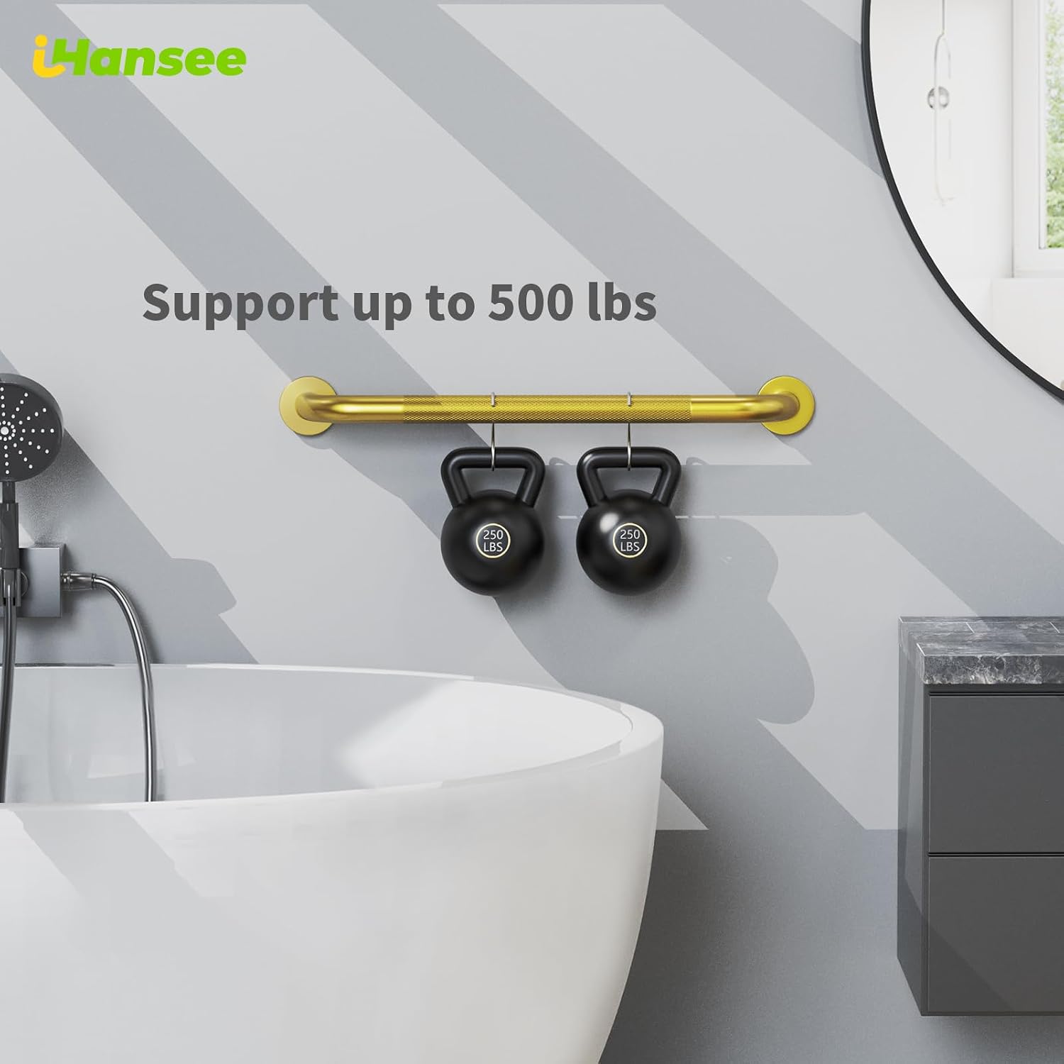 Brushed Nickel Grab Bars 18" 32" 36" 42" Bundle - 1.25" Diameter | 4 Pack Commercial Grab Bar, Anti-Slip Safety Shower Handrail, Toilet Handicap Bar, Stainless Steel Bathroom Handle for Senior
