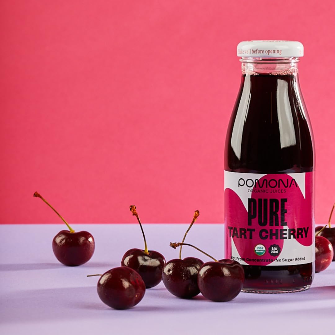 Pomona Organic Pure Black Cherry Juice, Cold Pressed Organic Juice, Non-GMO, No Sugar Added, Not from Concentrate, Gluten Free, Kosher Certified, Preservative Free 8.4 Ounce (Pack of 12),