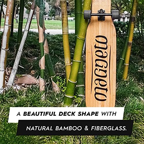 Magneto Dancer Longboard Skateboard - Smooth Carbon Fiber Cruiser Board - Kicktail Longboard Deck for Tricks, Smooth Turns - 46" x 9.5", Bamboo