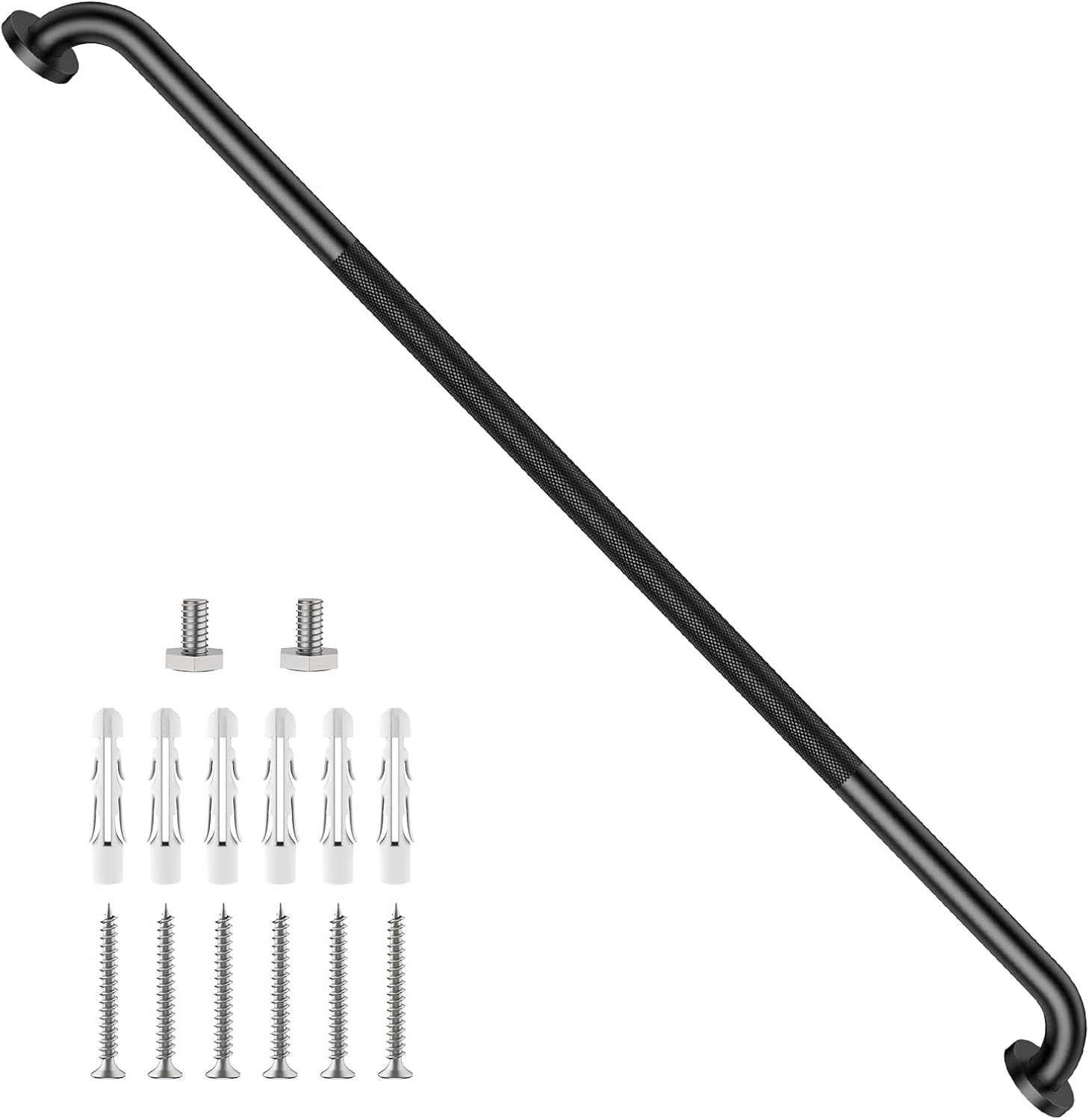 40 Inch Brushed Nickel Shower Grab Bar Anti-Slip Knurled Grip,Safety Handle | YuanDe 1.25" Diameter Stainless Steel Bathroom Grab Bars, Handicap Injury Elderly Senior Assist Support Shower Handle-2Packs