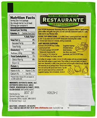 CHI-CHI'S Restaurante Seasoning Mix, Diced Onions, Garlic, and Green Chiles, 0.78 oz package