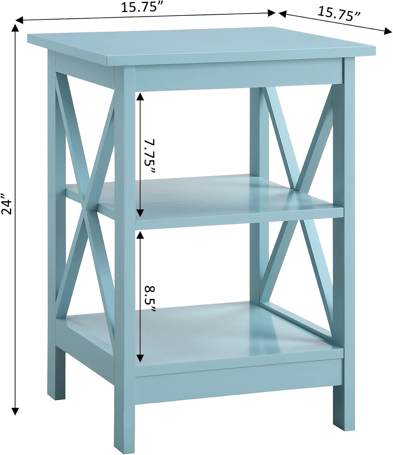 Convenience Concepts Oxford End Table 15.75" - Modern Living Room Table with Storage Shelves, Transitional Nightstand Side Table for Home Decor and Display, Espresso