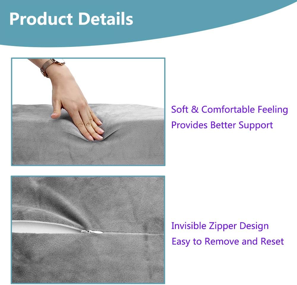 Zelen Elevation Pillow Bed Wedge for Legs Sleeping Foam Wedge Elevated Pillows Ortho Cushion Riser Knee Ankle Support Rest Legs Bolster Elevator