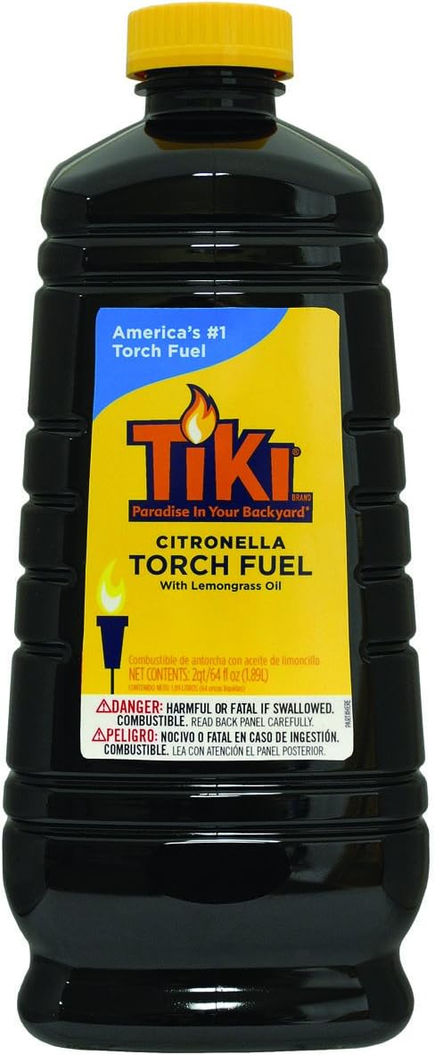 TIKI Citronella Torch Fuel – 1/2 Gallon (64 oz.), Easy Pour, Long-Lasting for Outdoor Torches & Table Torches, with Citronella & Lemongrass Oil