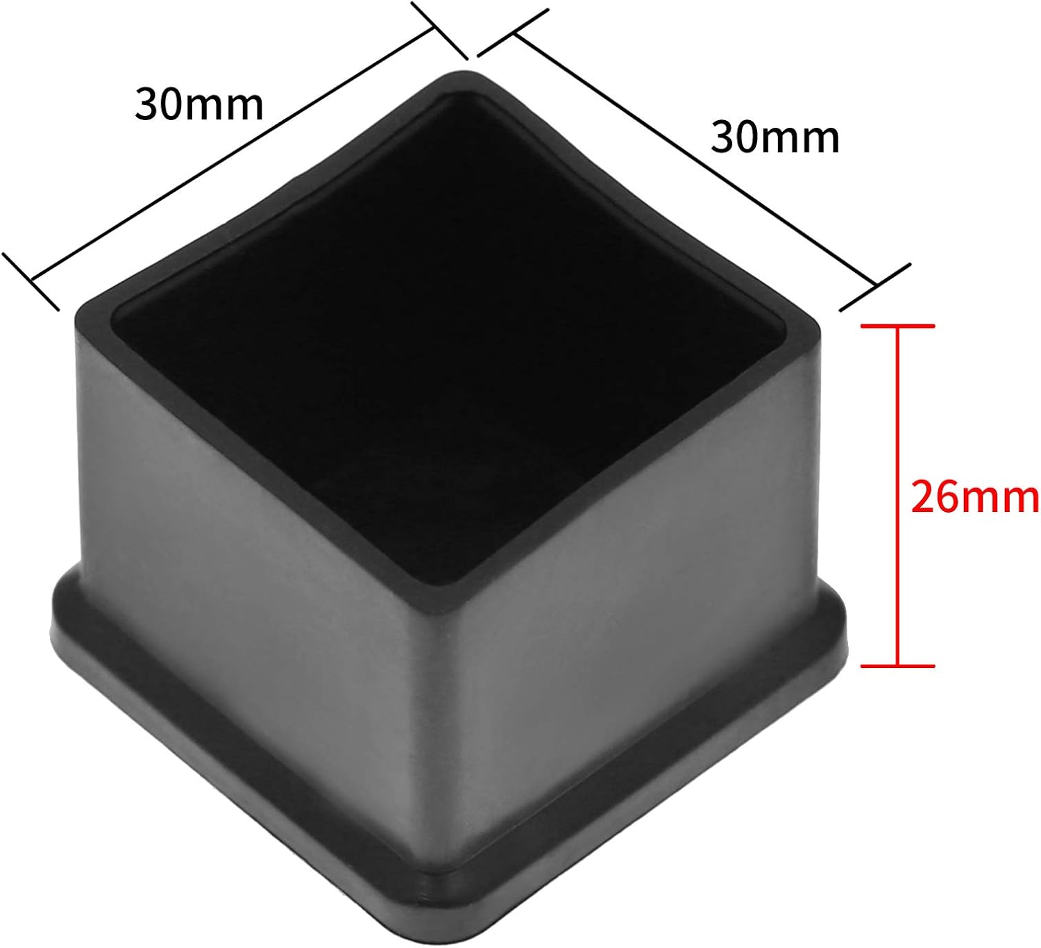Bonsicoky 20Pcs Rectangle Rubber Furniture Leg Caps (3/4" x 1-1/2"), Vinyl Flexible Chair Leg Floor Protectors for Patio Indoor Chair Table Bed