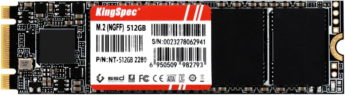 KingSpec 1TB M.2 SATA III 2280 SSD, NOT for NVMe Slots | SATA3 6Gb/s, B+M Key, Up to 550MB/s, Internal Solid State Drives for Laptop / Desktop Upgrades
