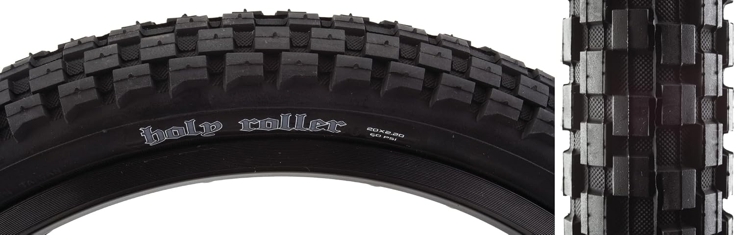 Maxxis Holy Roller | Single Compound | Silkworm Wire Bead BMX Tire | 60 TPI Wire Bead Casing, Inverted Knob Tread, Dirt to Pavement, SilkWorm Puncture Layer