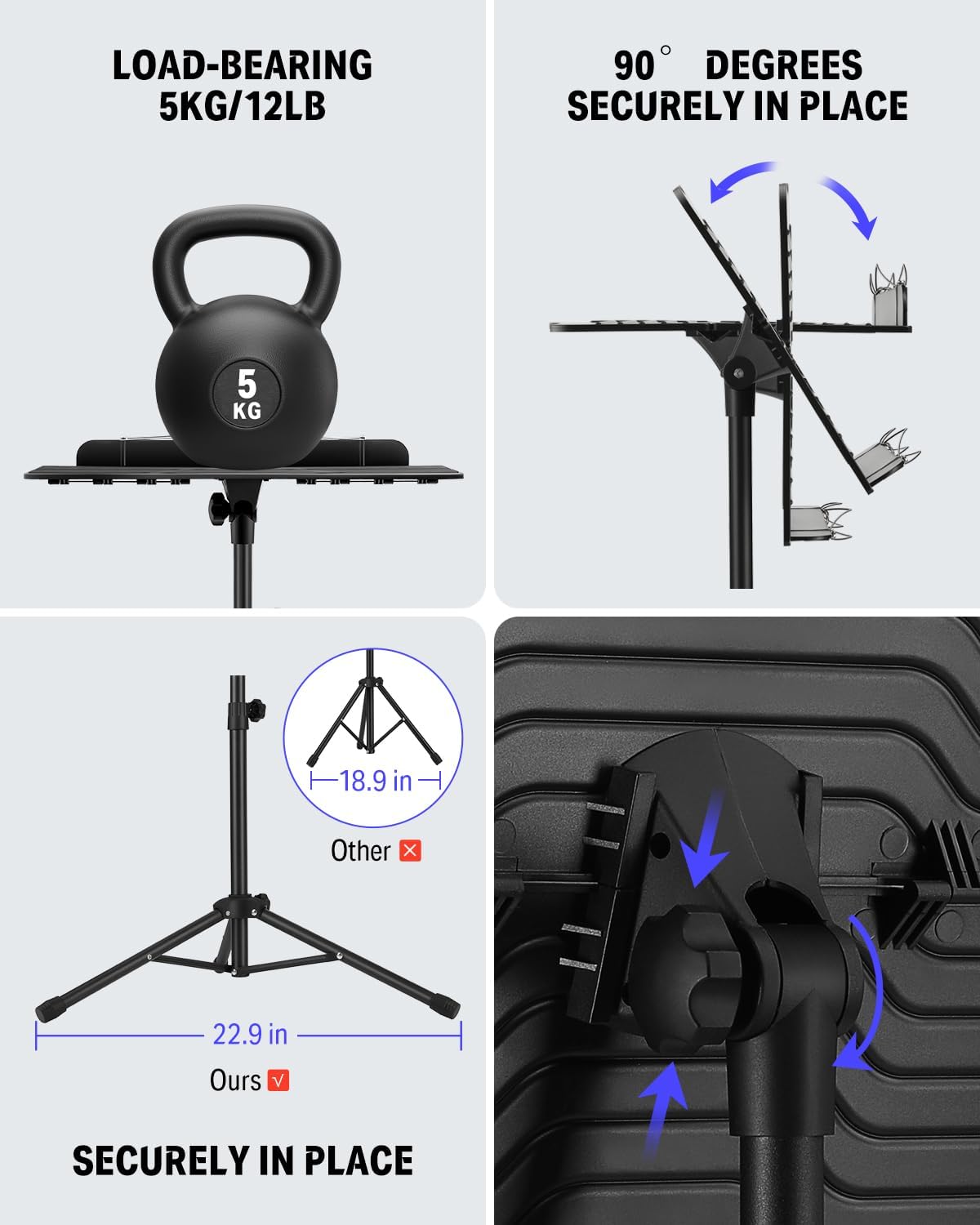 Donner DMS-1 Sheet Music Stand with Light & Carrying Bag | Portable Metal Music Stand, Tabletop Music Book Stand for Guitar, Ukulele, Violin Players