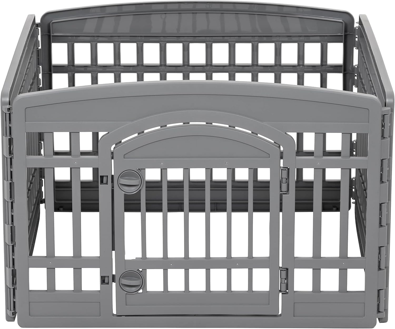 IRIS USA 4-Panel Dog Playpen, Pet Enclosure, Black | Pet Containment, Configurable Layout, Multi-Shape Setup, Custom Pen Configuration, Stable Non-Tip Base, Tool-Free Assembly