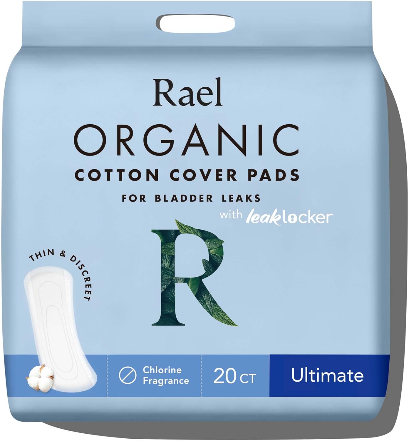 Rael Incontinence Pads for Women, Organic Cotton Cover (Moderate, 60 Ct)