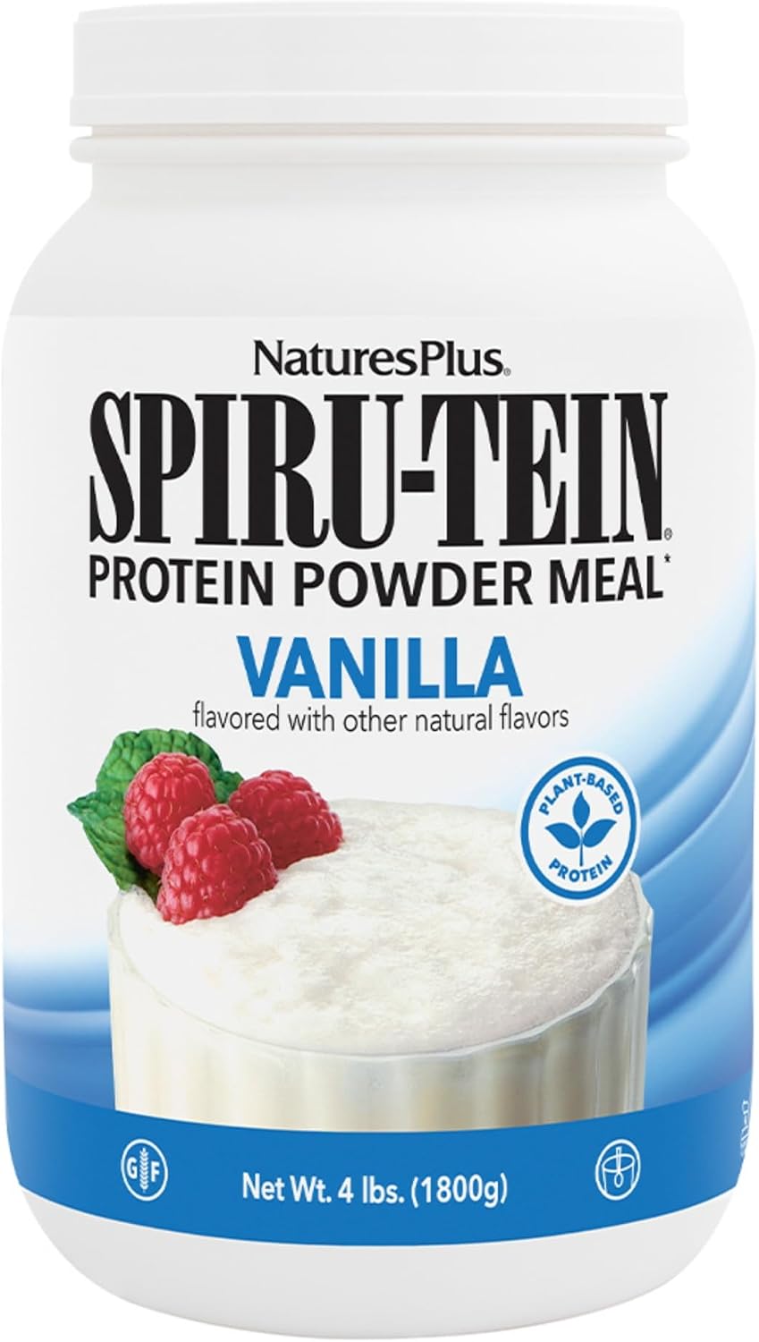 NaturesPlus SPIRU-TEIN, Vanilla - 1.06 lbs - Spirulina Protein Powder - Vitamins & Minerals for Energy - Vegetarian, Gluten Free - 16 Servings