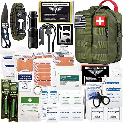 EVERLIT 250 Pcs Survival First Aid Kit | IFAK Outdoor Survival Kit Emergency Kit For Camping Hiking Hunting Earthquake Emergency Preparedness