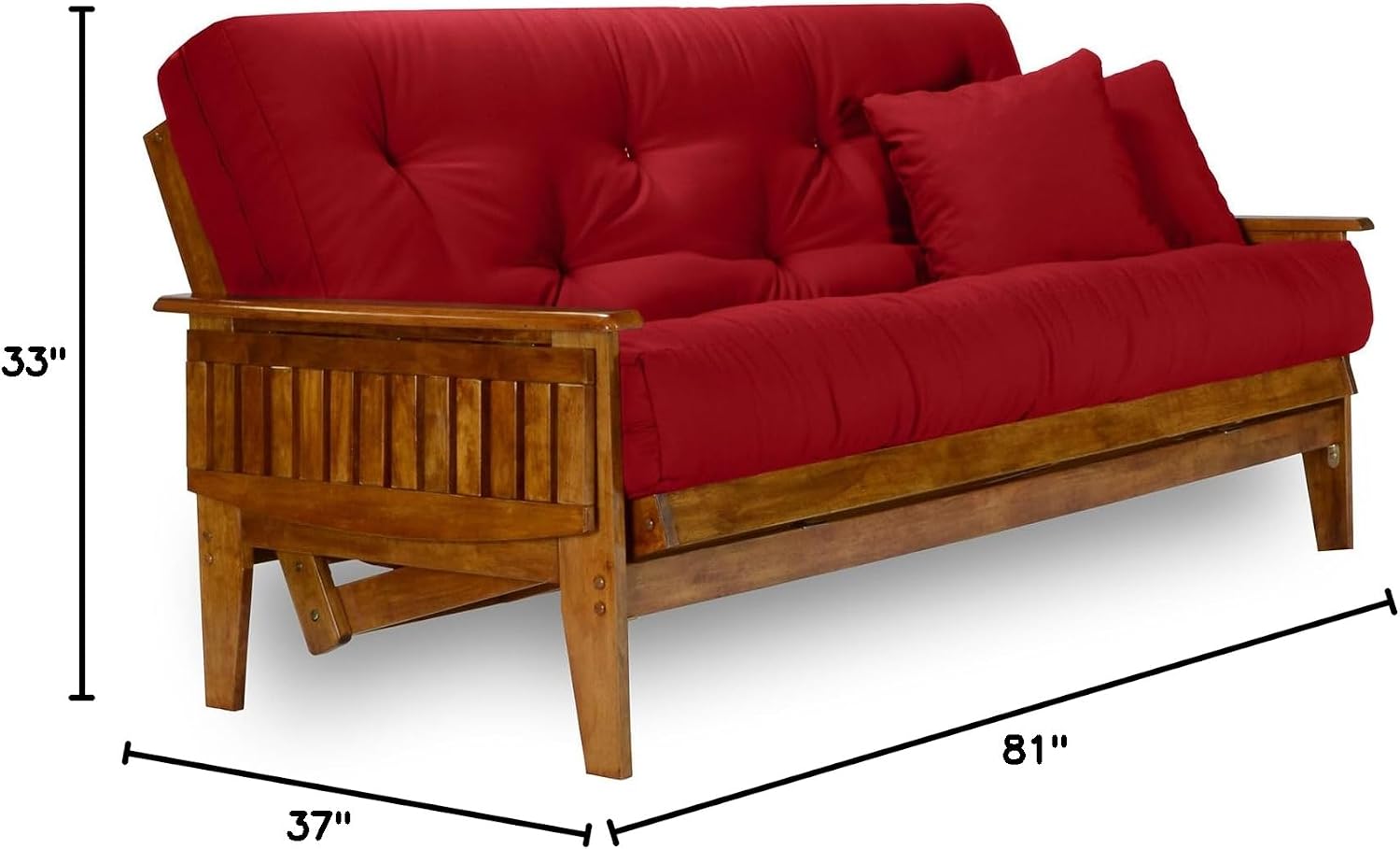 Eastridge Futon Set - Full Size, Frame, 8" Mattress, Twill Black Cover