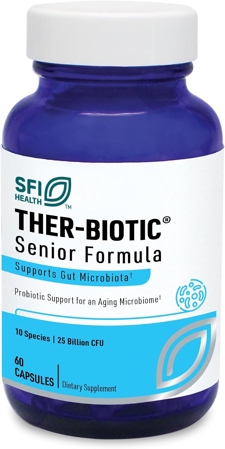 Klaire Labs SFI Health Ther-Biotic Probiotics for Seniors, 60 Capsules | Digestive & Immune Support for Senior Men & Women Over 60, Bifidobacterium & Lactobacillus, Adult Probiotic, Dairy-Free