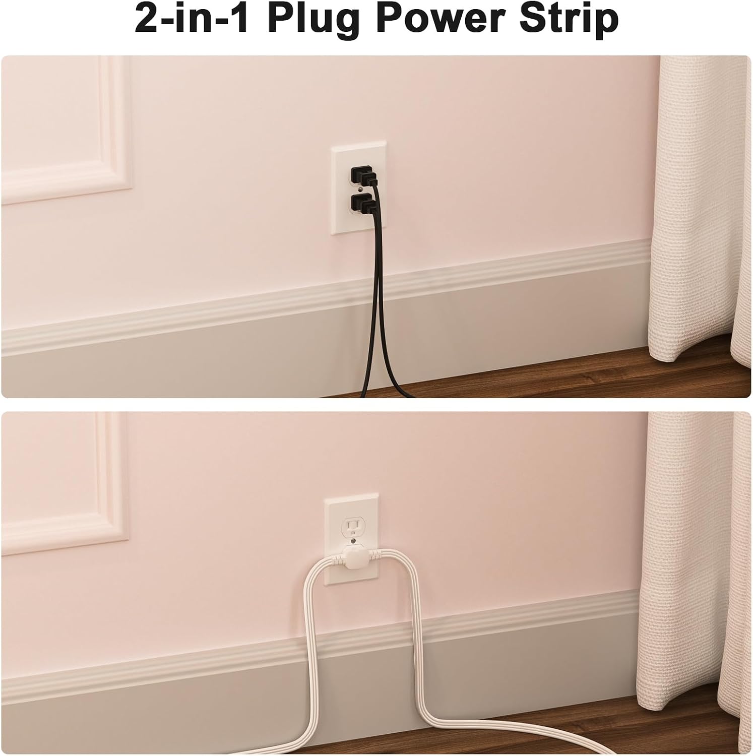2 Pack 12 Feet 3 Outlets with Hand/Foot Switch Extension Power Cord.