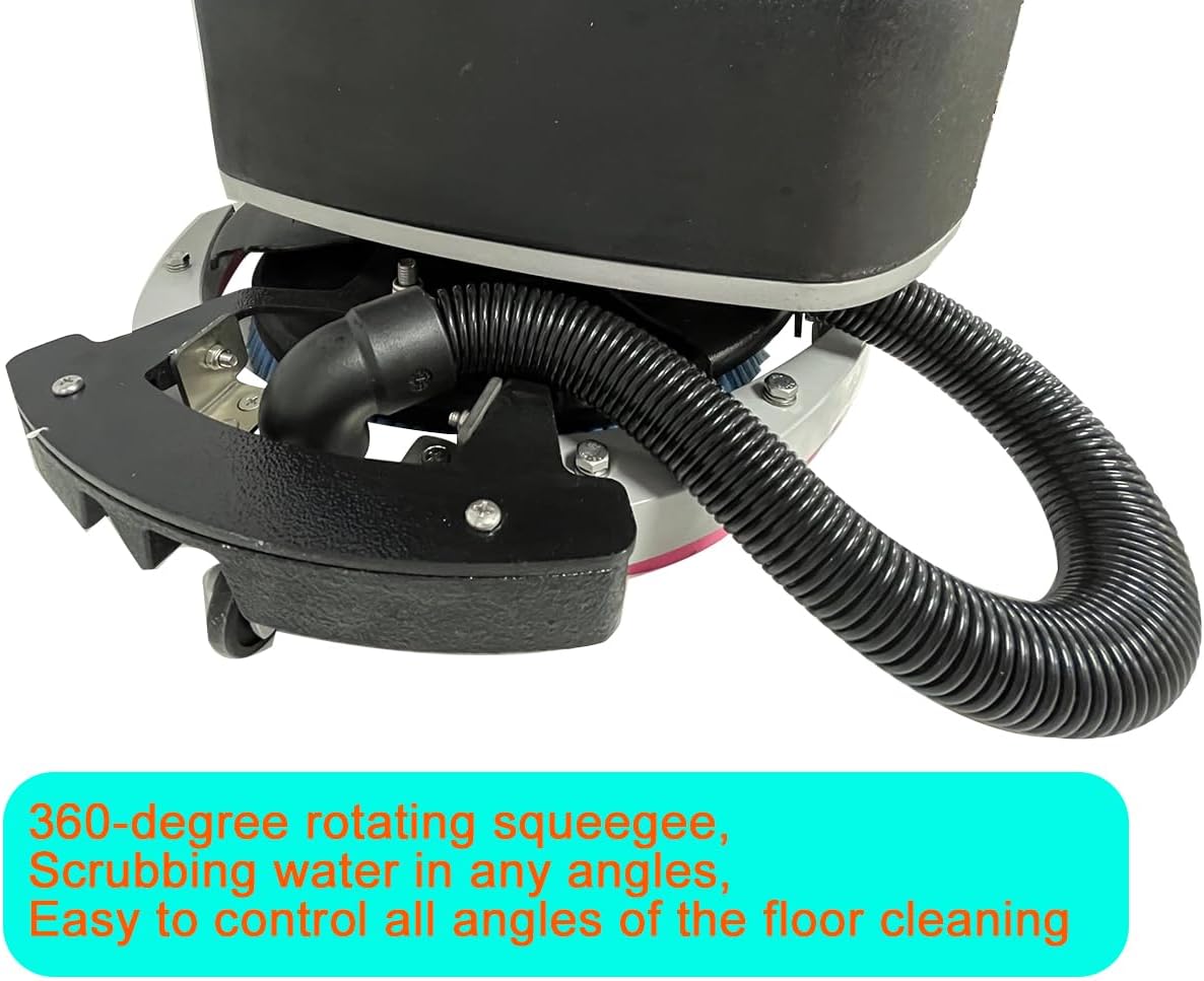 Emotor Portable Commercial Walk Behind Floor Scrubber-11" Brush | Lightweight, 360 Degress Rotation Squeegee Assembly