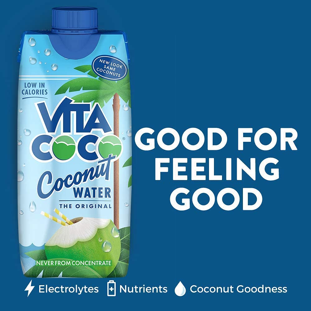Vita Coco Coconut Water, Pure Original, Refreshing Coconut Taste, Natural Electrolytes, Vital Nutrients, 33.8 Oz (Pack of 6)