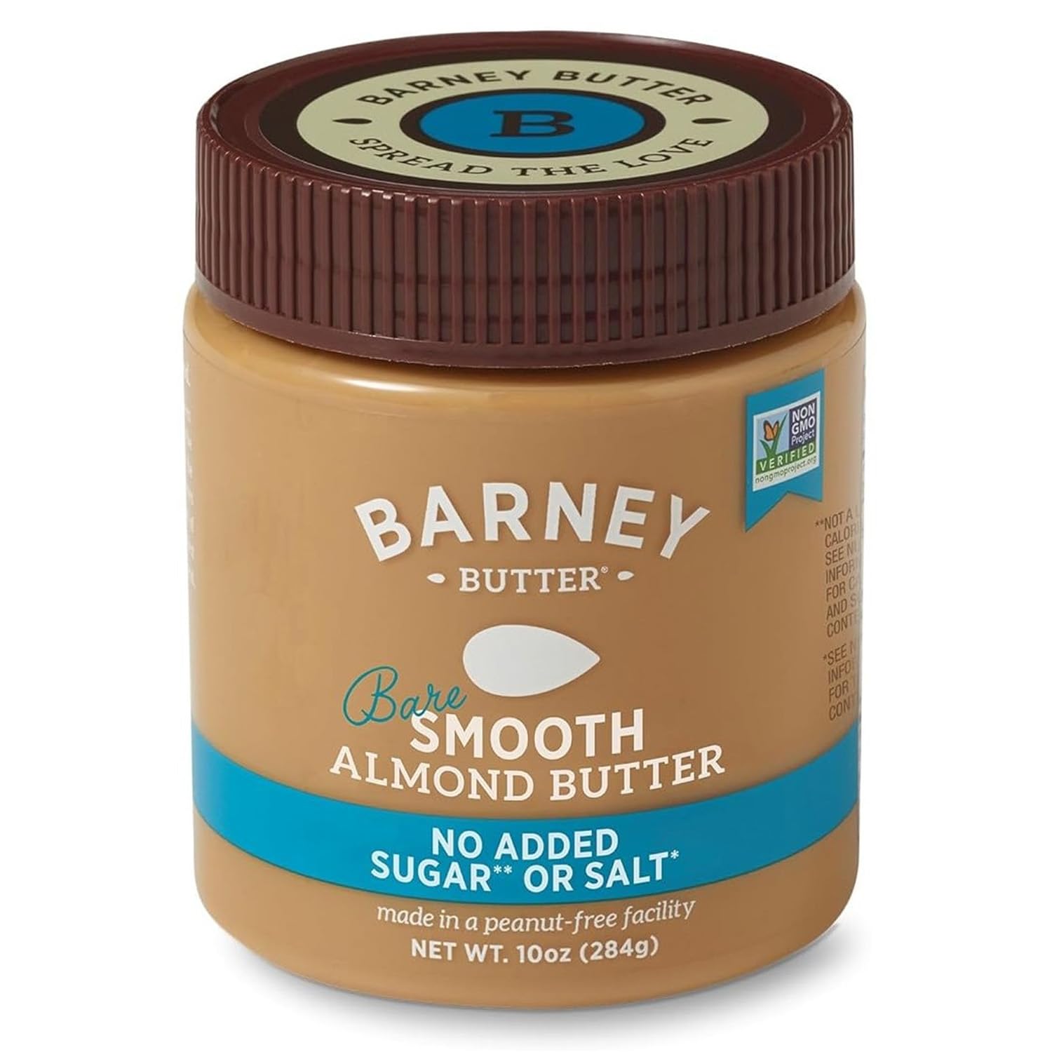 Barney Butter Almond Butter, Bare Smooth, 16 Ounce Jar, No Added Sugar or Salt, Skin-Free Almonds, No Stir, Non-GMO, Gluten Free, Keto, Paleo, Vegan