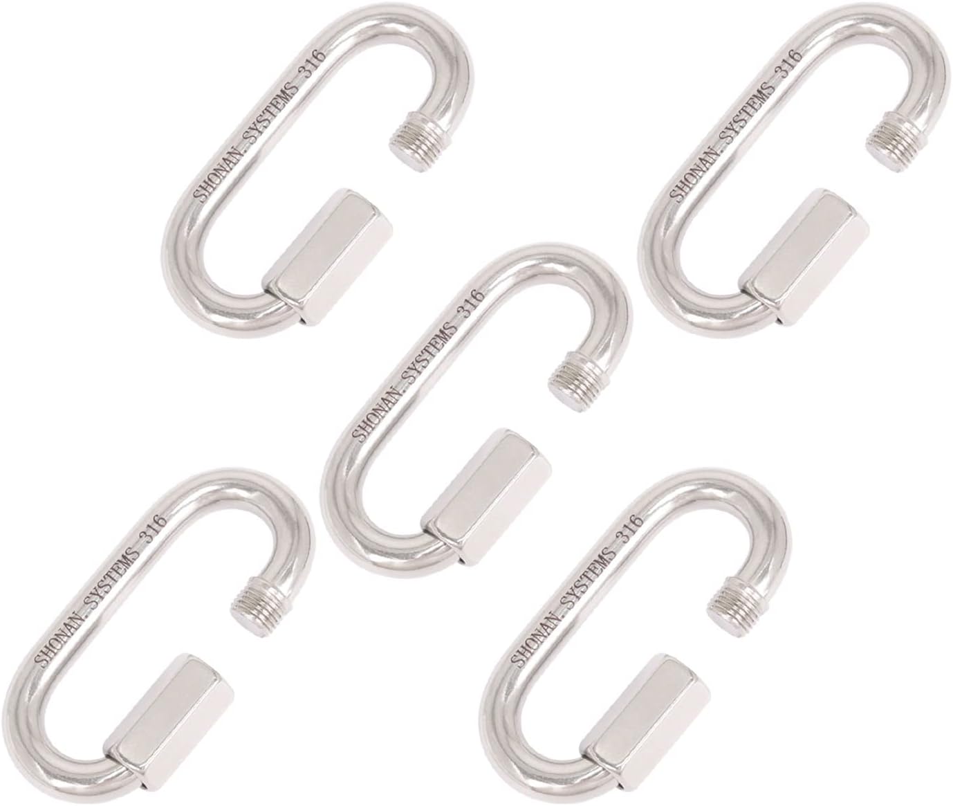 SHONAN Heavy Duty Marine Chain Quick Links, Stainless Steel Chain Connectors, Corrosion Resistant Locking Carabiners