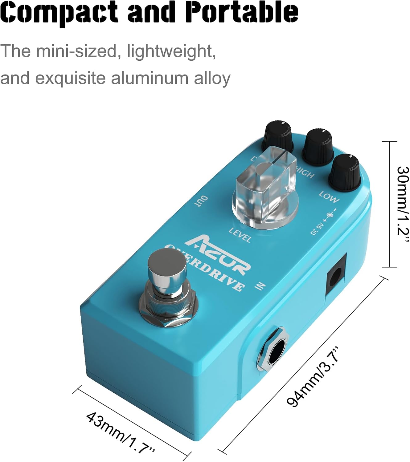 AZOR 5 Band Bass EQ Pedal, Aluminium Alloy True Bypass Equalizer Effect Pedal, Compact Mini Tone Control Pedal for Electric Bass Guitar