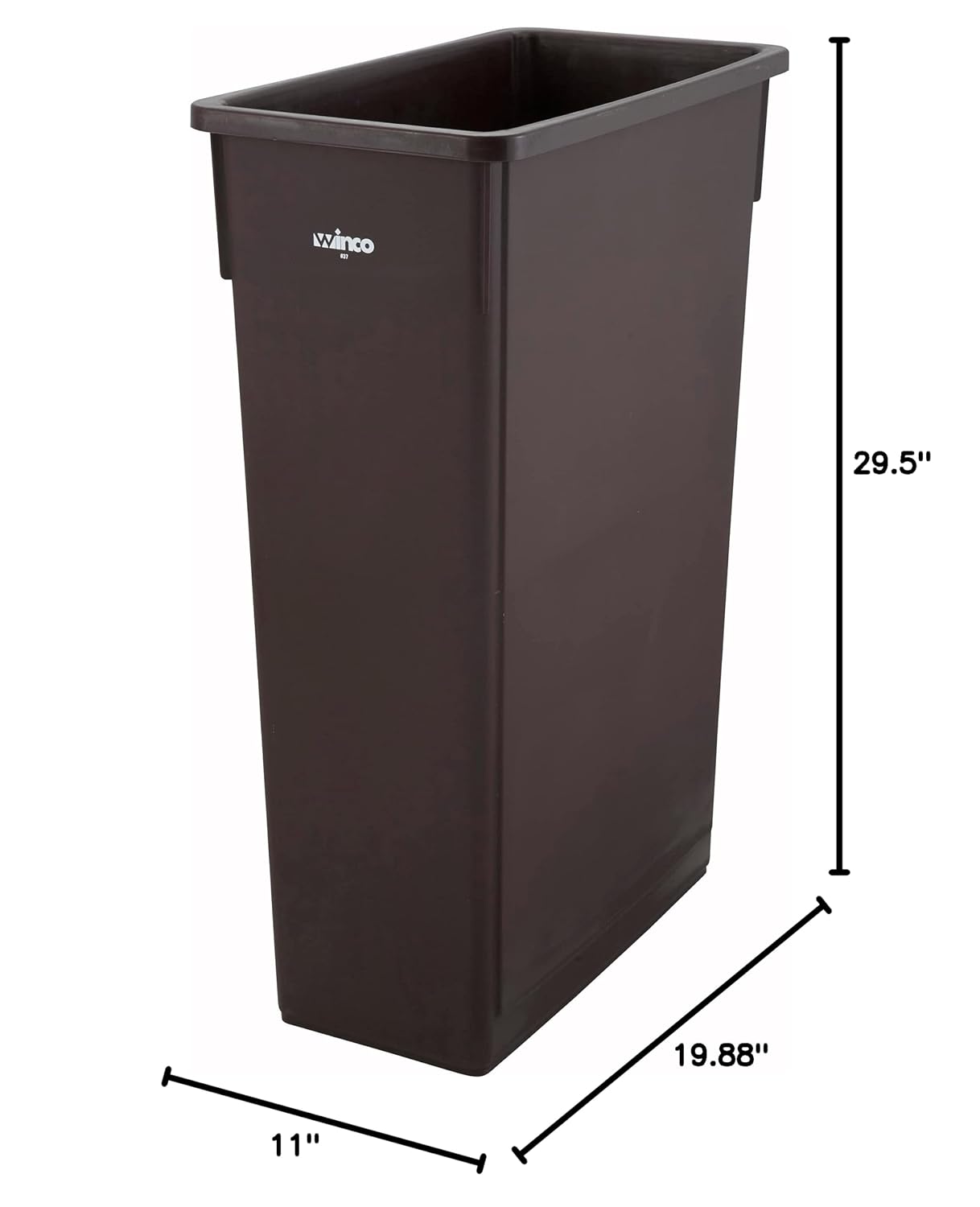 Winco Slender Trash Can, 23-Gallon, Brown | Great for Kitchens, Dining Areas and Back-of-house Cleanup