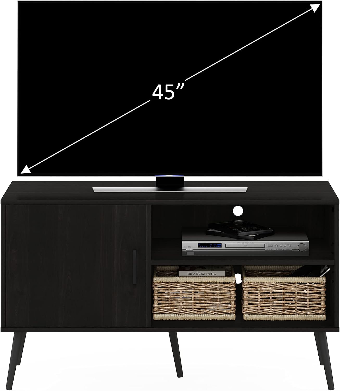 Furinno Fowler Multipurpose TV Stand Bookshelves, French Oak Grey