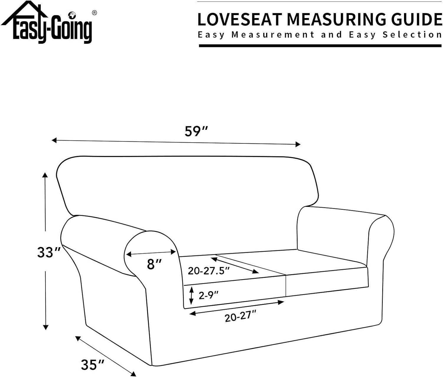 Easy-Going 4 Pieces Waterproof Recliner Chair Slipcover Washable | Stretch Soft Couch Cover for Dogs, Sofa Slipcover for Recliner Couch Furniture Protector for Kids, Pets Dark Gray