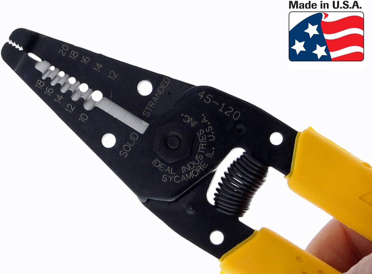 IDEAL Electrical Reflex Super T-Stripper Wire Strippers, 8–16 AWG Solid, 10–18 AWG Stranded, Ergonomic Wire Cutter and Stripping Tool with Textured Sleeves, Locking Handle